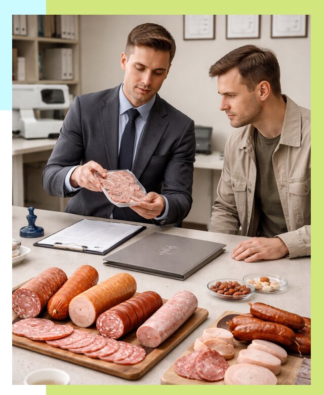 Сертификация колбасных изделий в Белове от 8144 р. | Алешин-Блв