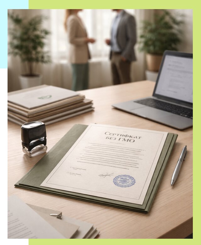 Сертификат без ГМО в Белове от 8144 р. оформить срочно Алешин-Блв